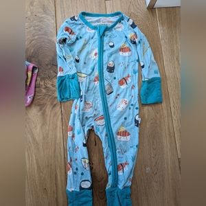 Little Sleepies zip footie PJs - sushi